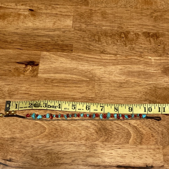 Ankle bracelet turquoise and red coral - Picture 6 of 9